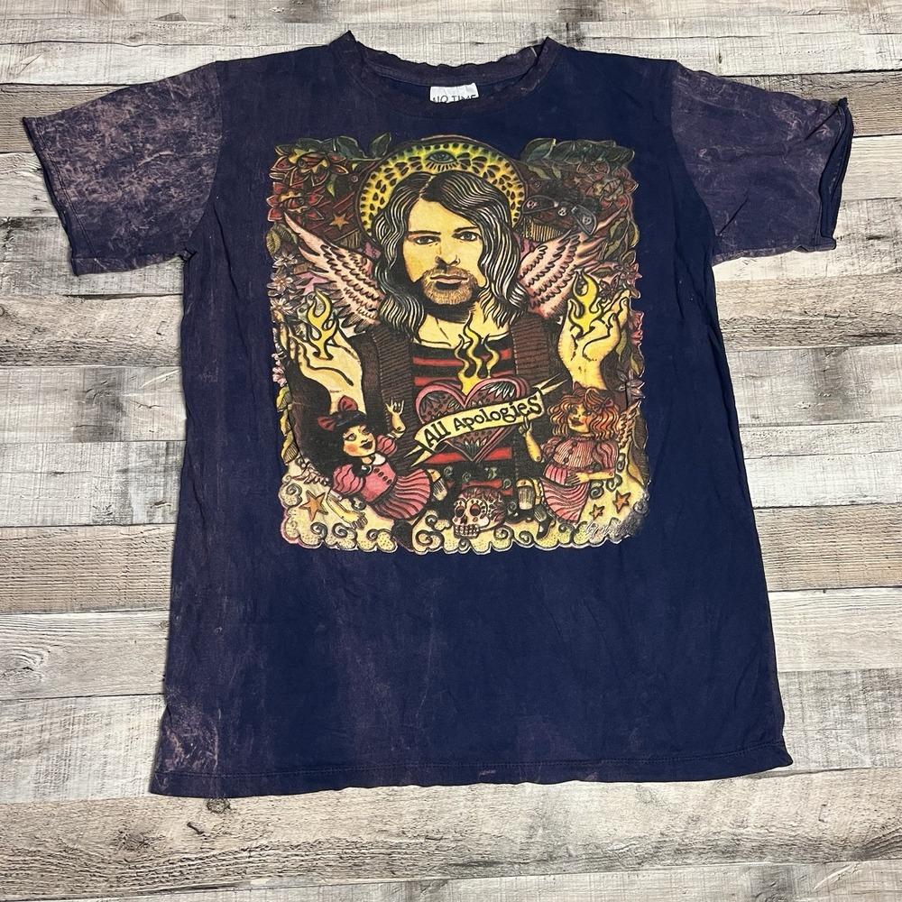 Kurt Cobain Shirt Size Large Purple No Time Tag Rock Band Tee Psychedelic